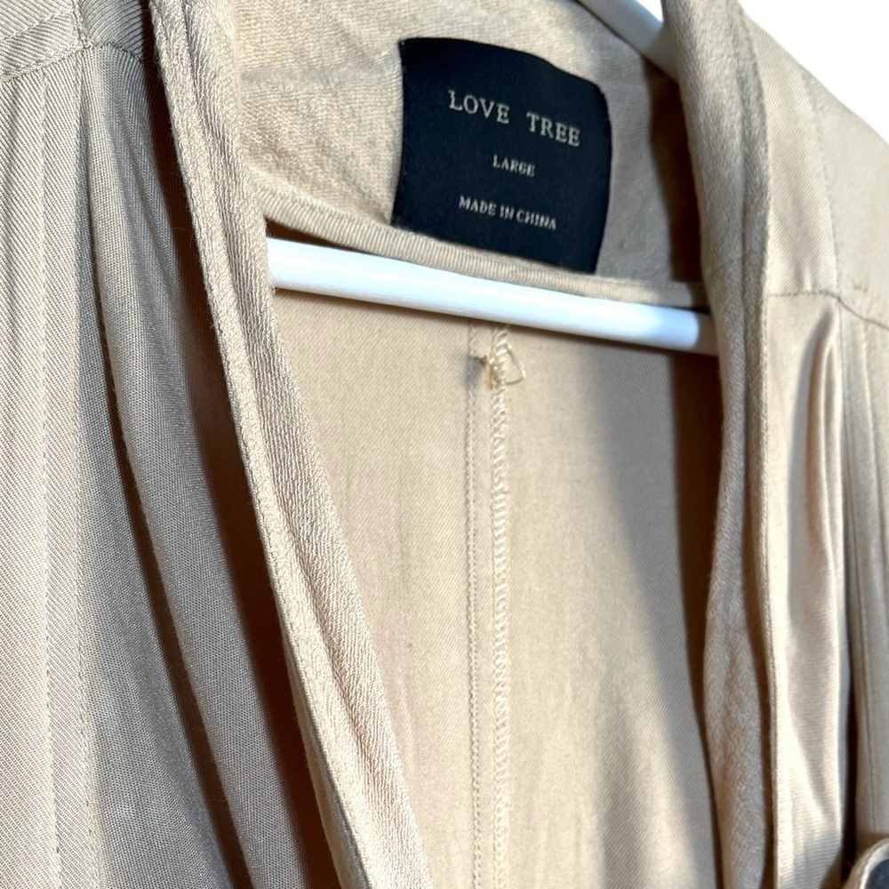 LOVE TREE | Beige Moto Minimalist Casual Chic Button Wrap Jacket Size L - Picture 4 of 4